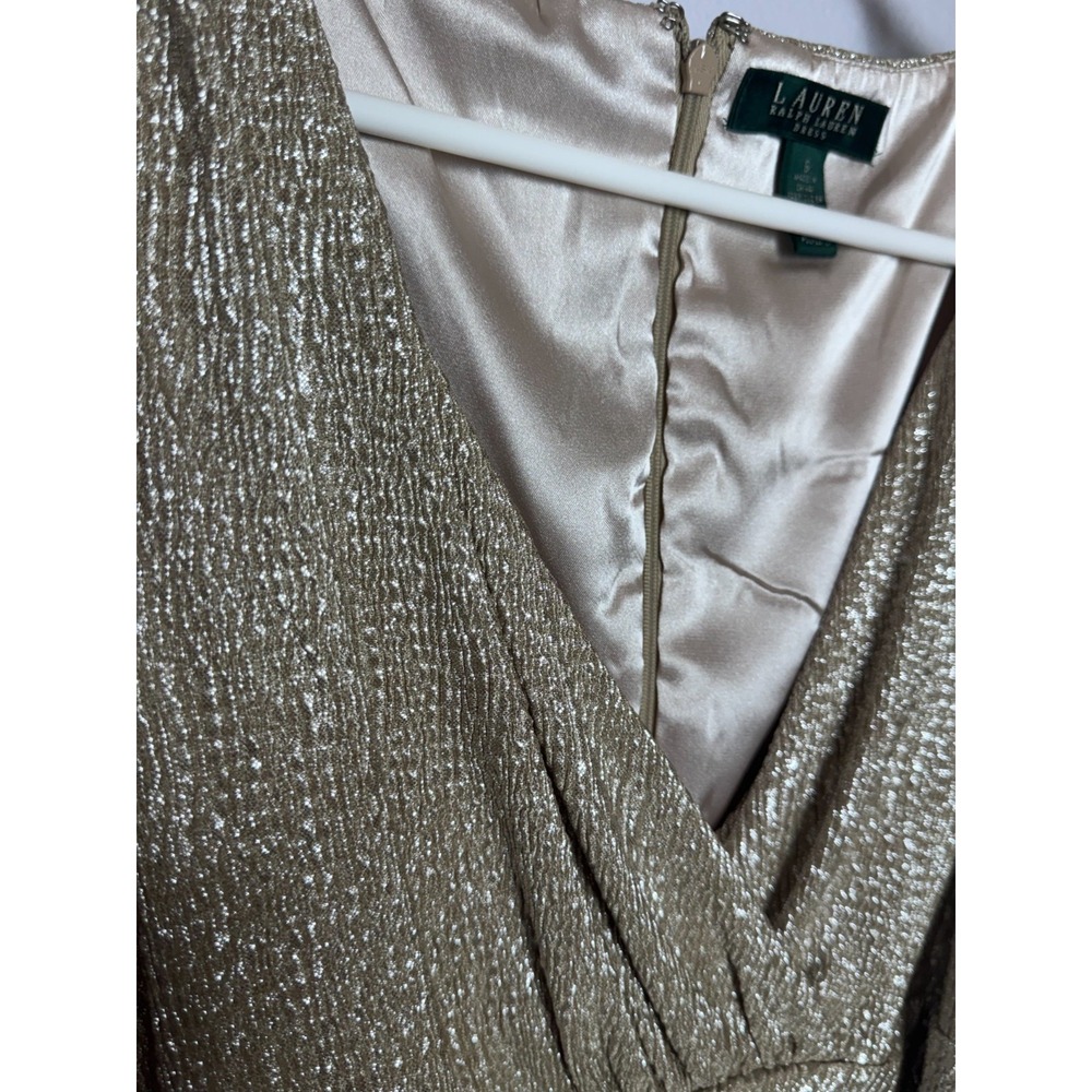 Lauren Ralph Lauren Dress Women's Size 6 Gold Holiday Party Glamour Elegant - Picture 10 of 16